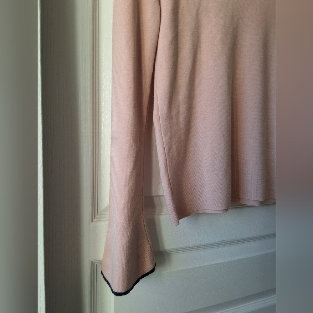 Tory Burch Women‎ M Kimberly Bell Sleeve Merino Wool Holiday Preppy Sweater Pink - Picture 5 of 6